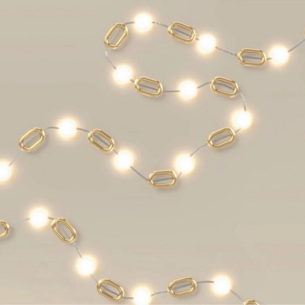 Kate Spade x Target Summer Patio Gold Link White Ball String Lights::NIB::